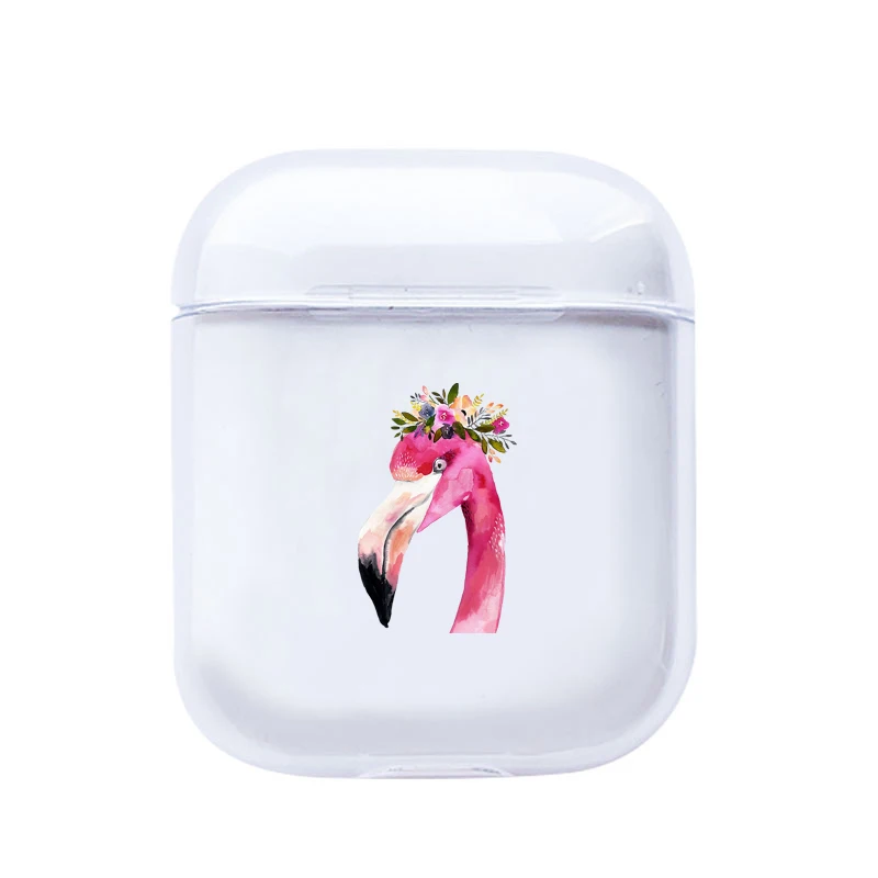 I200468 Прозрачный чехол для Apple Airpods 1/2 с милым мультяшным фламинго, прозрачный мягкий Роскошный чехол для наушников Airpods, чехол s - Цвет: I200468