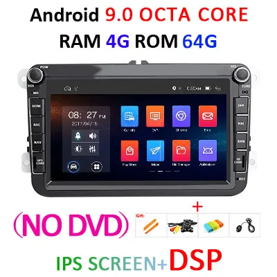 Ips DSP Android 9,0 64G 2 DIN dvd-плеер для сиденья Altea Leon Фольксваген Толедо Passat b6 V6 B7 POLO golf 5 6 touran TIGUAN SAGITAR gps - Цвет: 4G 64G-DSP-NO DVD