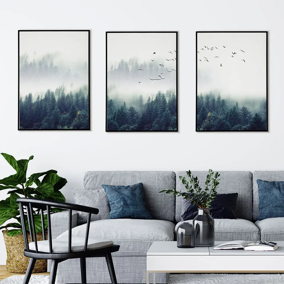 Лесной скандинавский плакат фотография пейзаж холст картина горный настенное