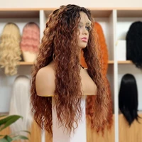ombre lace front synthetic wigs brown 1b30 colored deep wave curly loose synthetic wig for black women heat resistant fiber