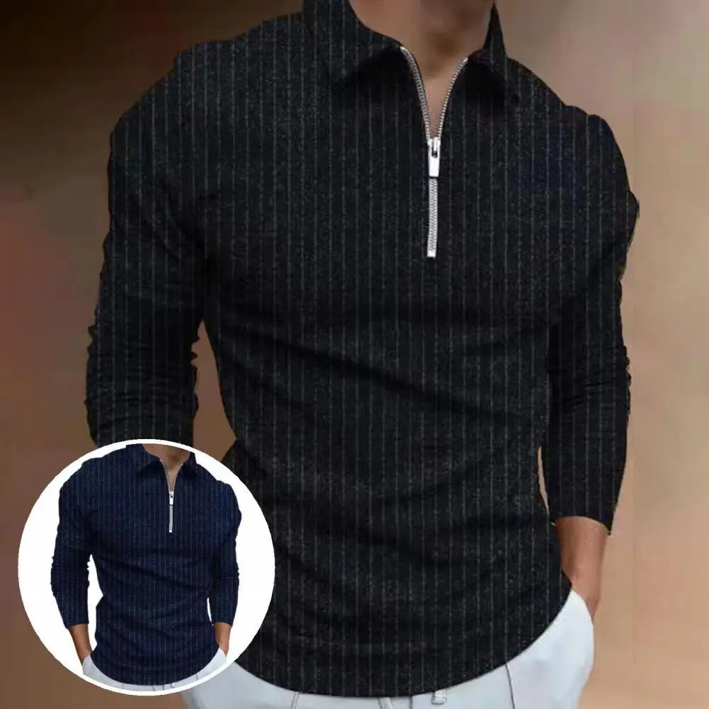 

Wrinkle-free Lightweight Vertical Stripe Simple Men Top for Street Wear