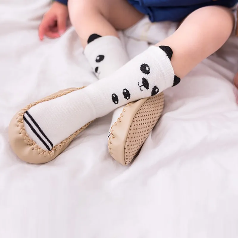 Милые носки для малышей хлопковые с рисунком медведя из мультфильма теплые