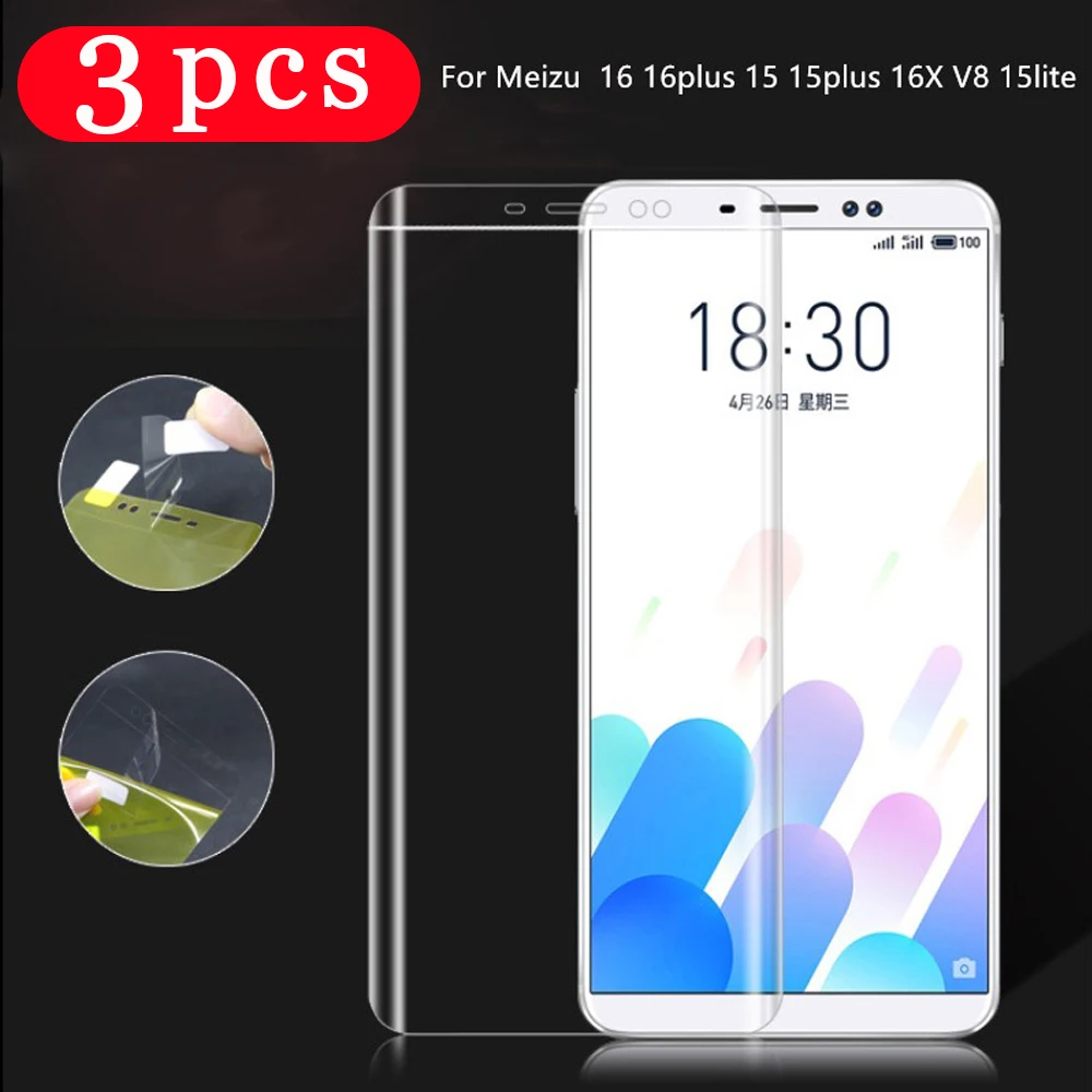 

3Pcs 100D soft full cover hydrogel film for meizu 16 16th plus 16x 16xs 16s pro protective film phone screen protector Not Glass