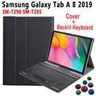 Чехол с клавиатурой с подсветкой для Samsung Galaxy Tab A 8 2019 дюйма, искусственная кожа, противоударный чехол, отсоединяемая клавиатура Bluetooth