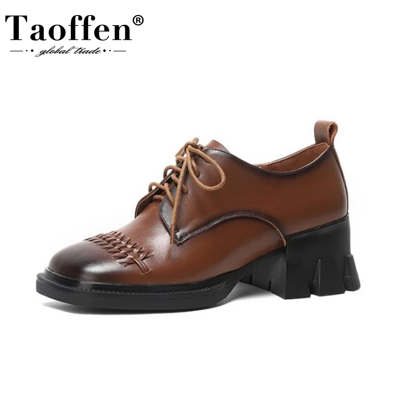 

Туфли-лодочки женские Taoffen, разноцветные туфли из коровьей кожи, размеры 34-39