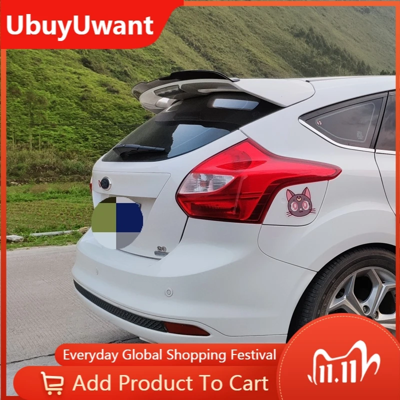 

For Ford Focus 2012-2018 ST MK3 Hatchback Spoiler ABS Plastic Carbon Fiber Color Car Tail Wing Decoration Rear Roof Lip Spoiler