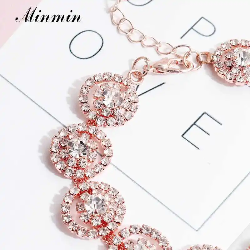 Minmin блестящий браслет из розового золота с маленькими полыми цветами Модный