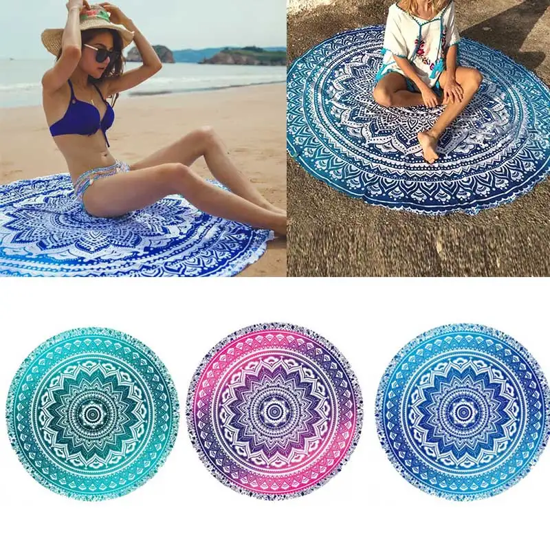 

Mandala Round Tapestry Summer Beach Picnic Throw Rug Blanket Bohemia Mats D1