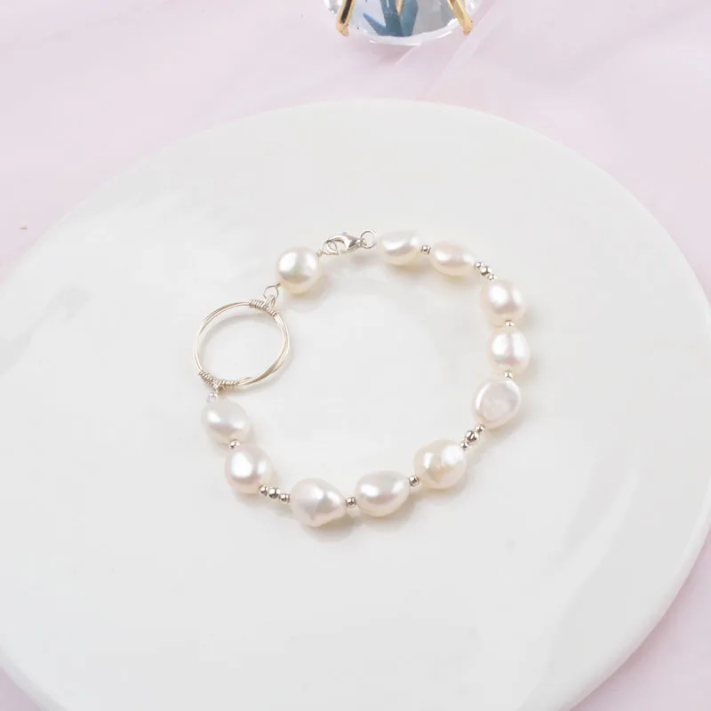 Женский браслет из серебра 925 пробы с натуральным пресноводным жемчугом |