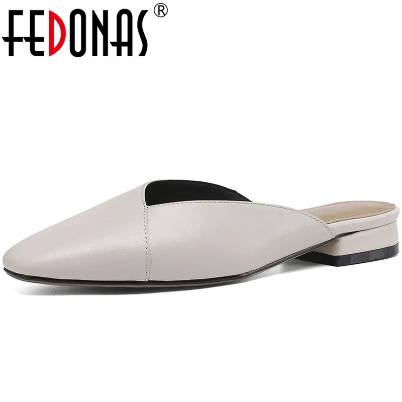 Женские босоножки из натуральной кожи FEDONAS модные туфли лодочки на квадратном