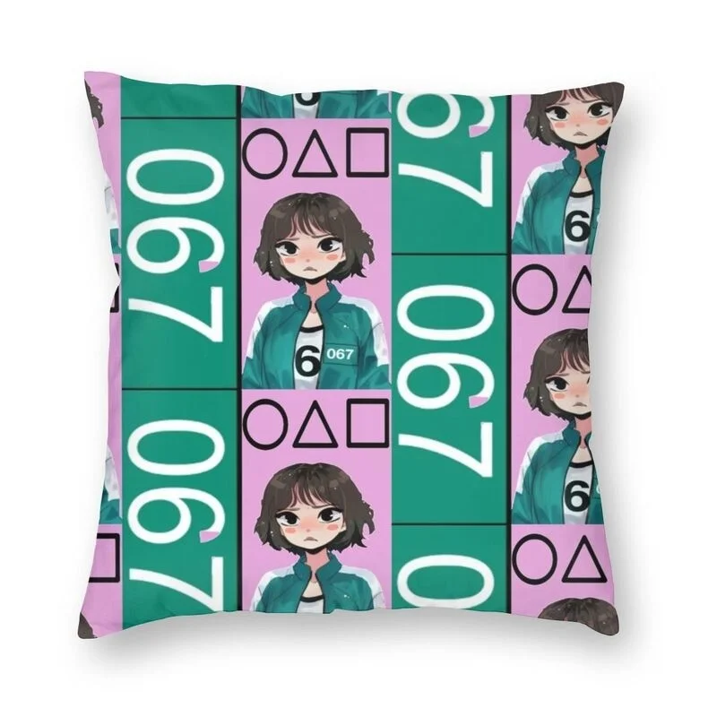 

Squid Game Netflix Korean Series Sofa Cushion Cover Player 067 Video Gaming Throw Pillow Case Square Pillowcase Home Decoration