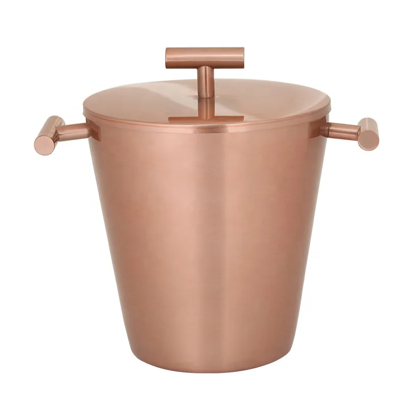 Large capacity 3L copper vintage hammered beer cool ice bucket with lid |