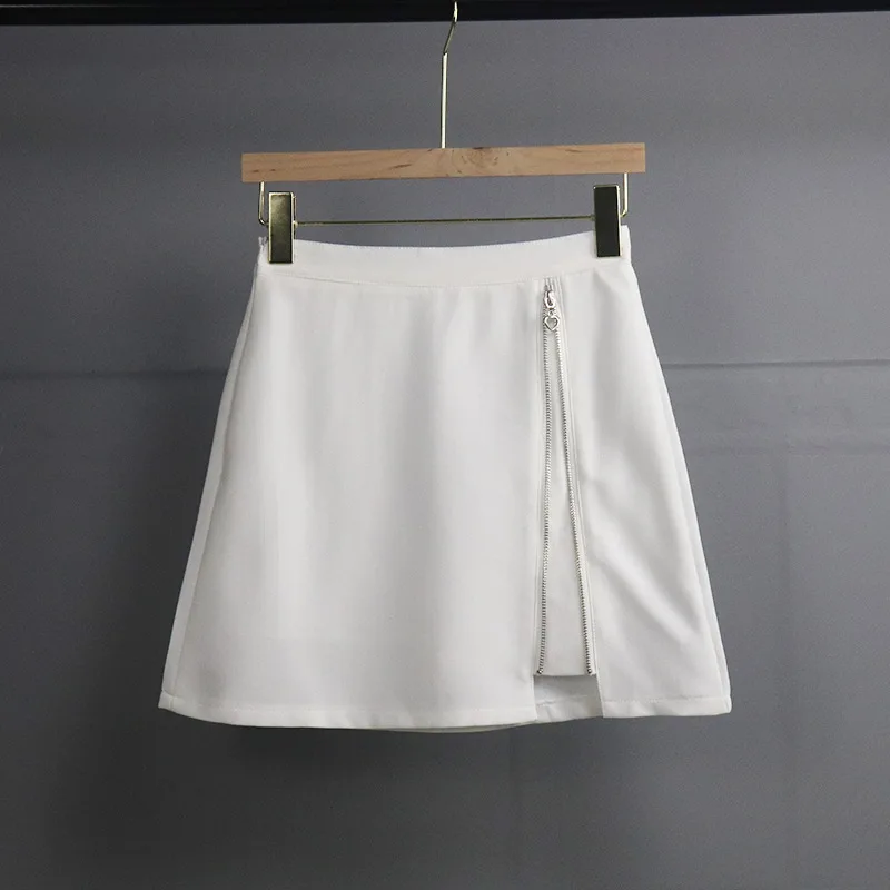 

Girl Women Skirts Summer Irregular Zipper High Waist Skirt Asymmetrical Sexy Mini Irregular Skirt Jupe Femme