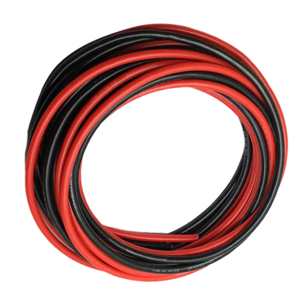 

2 Rolls of 14AWG Flexible Soft Silicone Wire High Temperature Red+Black