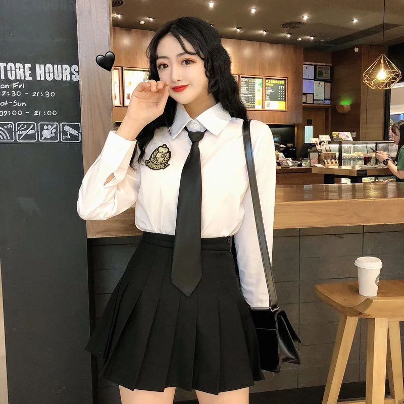 Женская рубашка с галстуком для колледжа Большие размеры JK корейские студенты