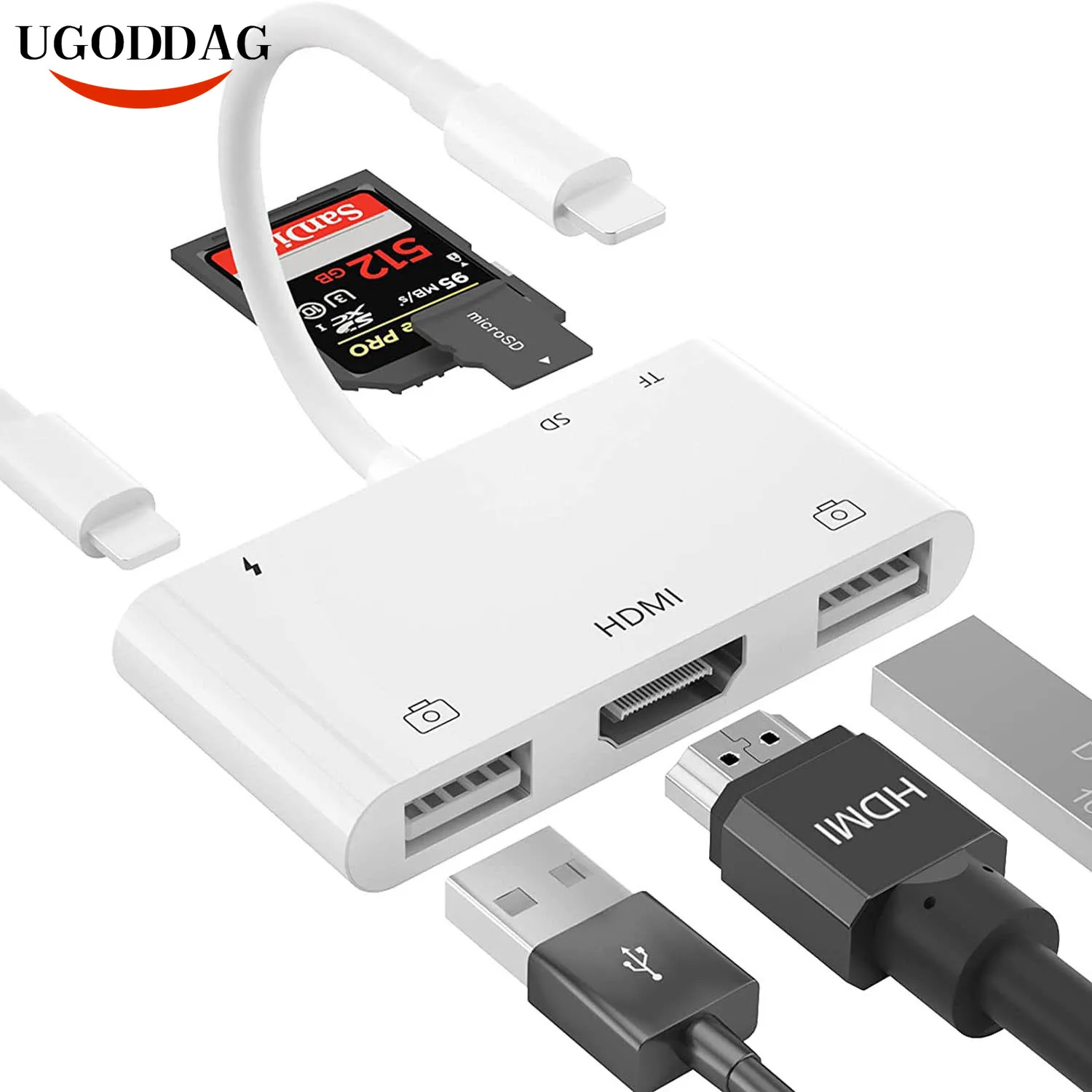 

HDMI Цифровой AV адаптер USB гнездо OTG адаптер 6 в 1 USB камера адаптер SD кардридер поддержка MIDI клавиатуры HD TV проектор