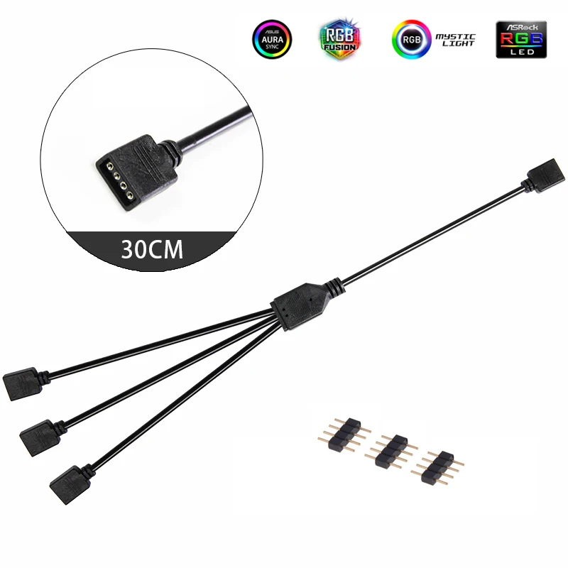 1-3 4Pin 12V Материнская плата AURA RGB Интерфейс 12 V/5 V прибор приемно-D-RGB синхронизации концентратор передачи мм, удлиняющий кабель, для ASUS GIGABYTE MSI - Цвет лезвия: 1-3 4Pin 12V