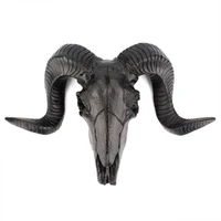 animal skull head wall hanging decoration long horn cow goat ox bull resin sculpture figurines crafts horns office home ornament