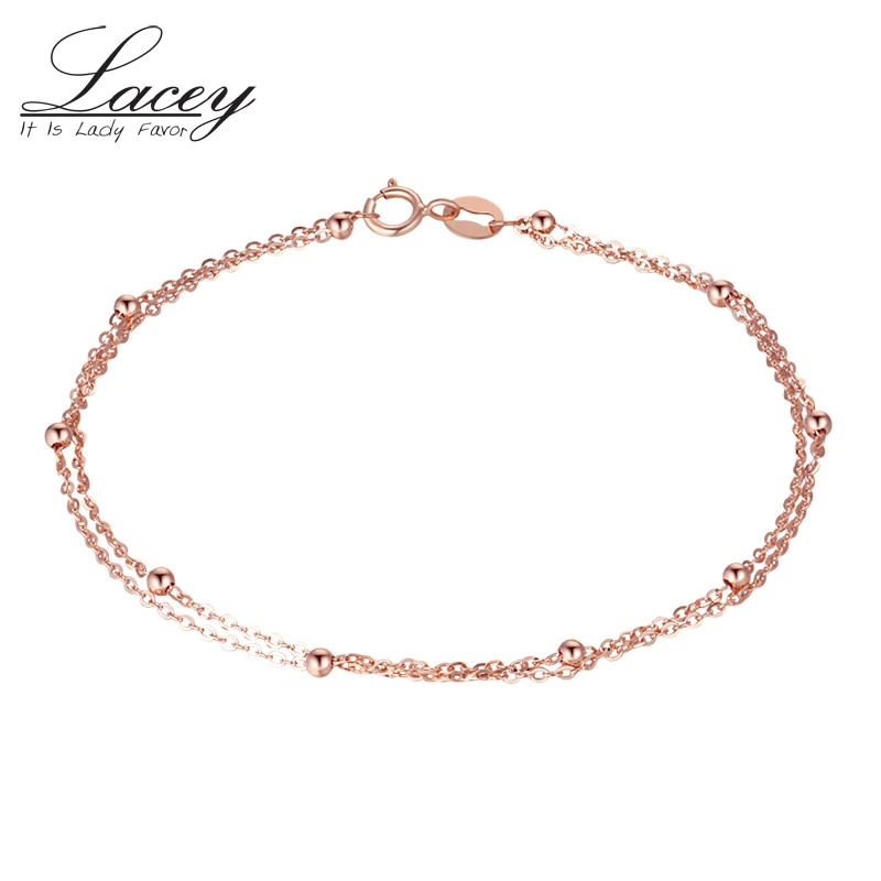 Браслет из двух нитей настоящий браслет 18 каратного золота Au750 женский с