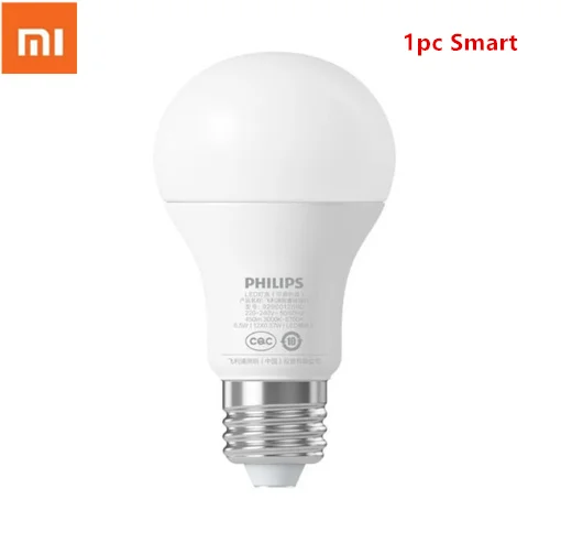 Комплект Xiaomi Smart/Обычный белый светодиодный E27 лампы светильник приложение Wi-Fi пульт для группы Управление 3000 k-5700 k 6,5 W 450lm 220-240V 50/60Hz - Цвет: 1PC Smart bulb