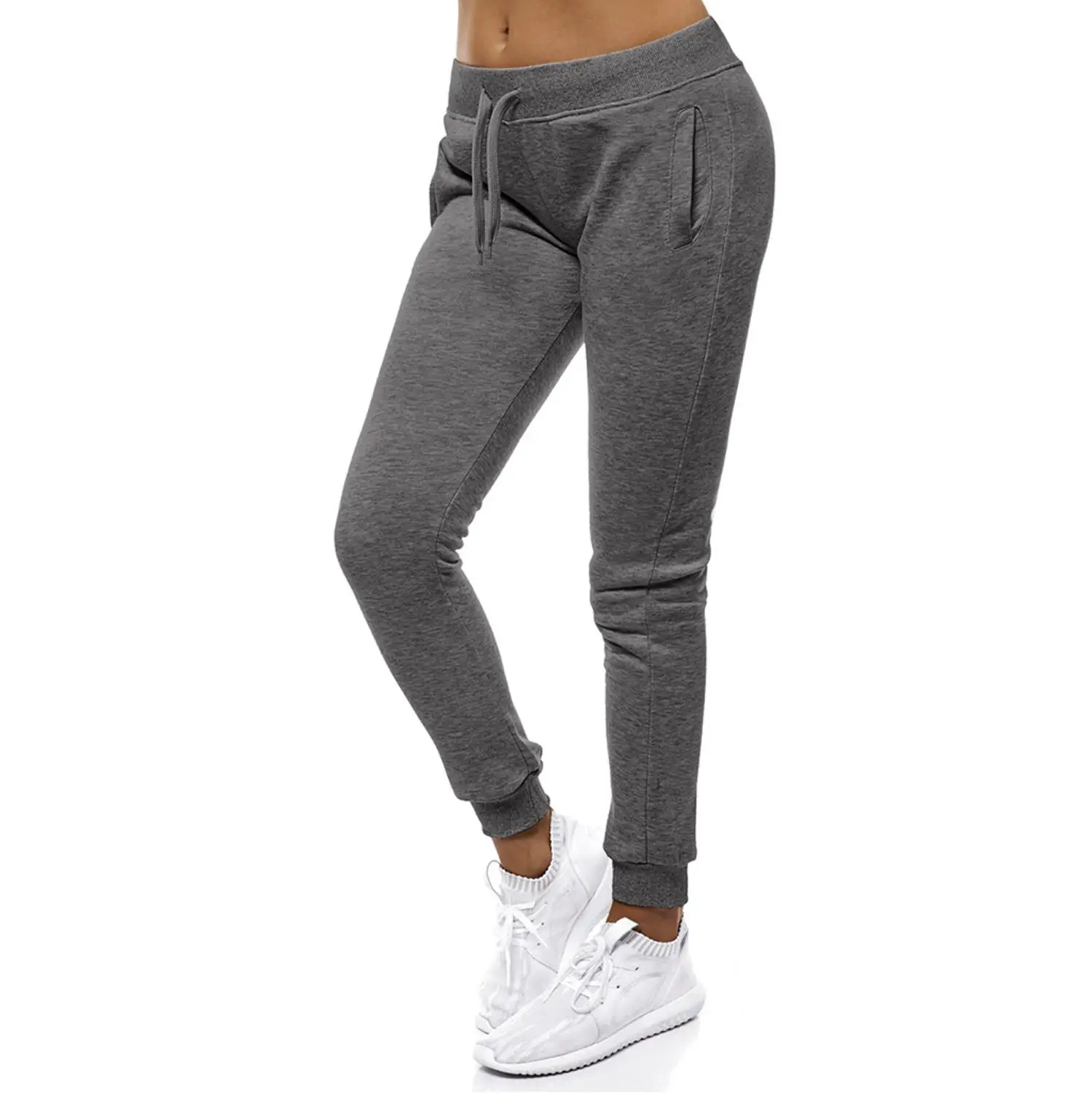 Повседневные женские Леггинсы для йоги штаны бега с высокой талией Однотонные