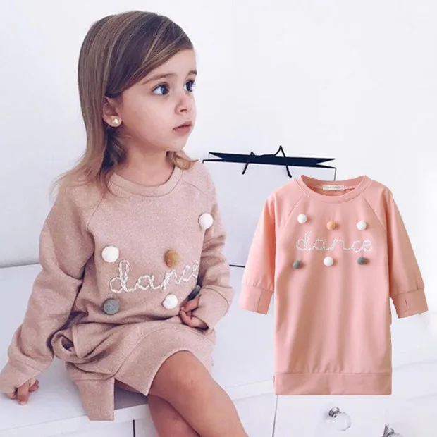 Pink AZ1808 Bear leader/платья для девочек повседневное стильное рождественское платье детское платье в полоску с длинными рукавами и вырезом лодочкой От 3 до 7 лет платье для маленьких девочек - Цвет: Pink AZ1808