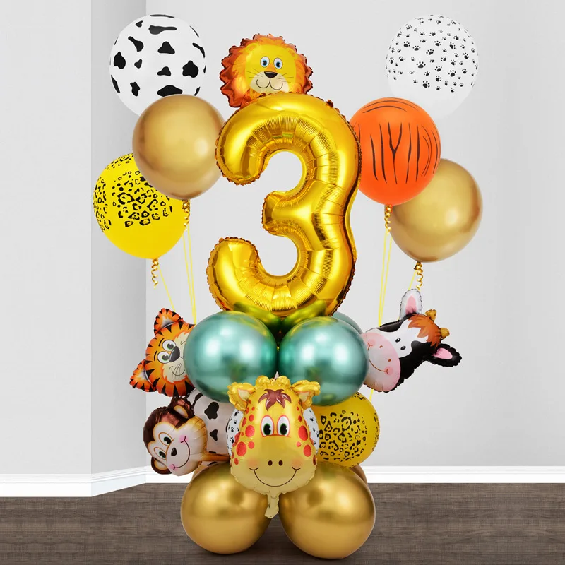 

Jungle Animal Monkey Lion Balloon Party Decoration Confetti Glitter Wedding Decoration Happy Birthday Party 1st Oh Baby Shower
