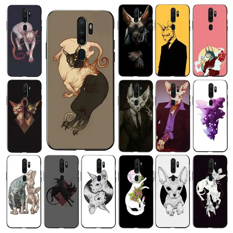 

YNDFCNB Animal Sphynx Hairless cat Phone Case for Vivo Y91C Y11 17 19 17 67 81 Oppo A9 2020 Realme c3