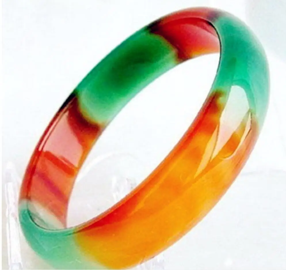 

FREE SHIPPING Pretty Genuine Asia Red/Green Natural Agates Jades Bangle Bracelet inner size approx 58MM