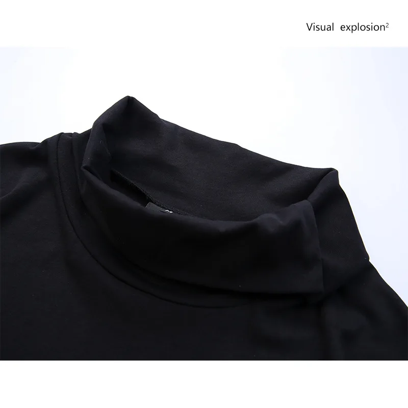 

The new spring and summer 2021 pure color turtleneck heap heap collar T-shirt