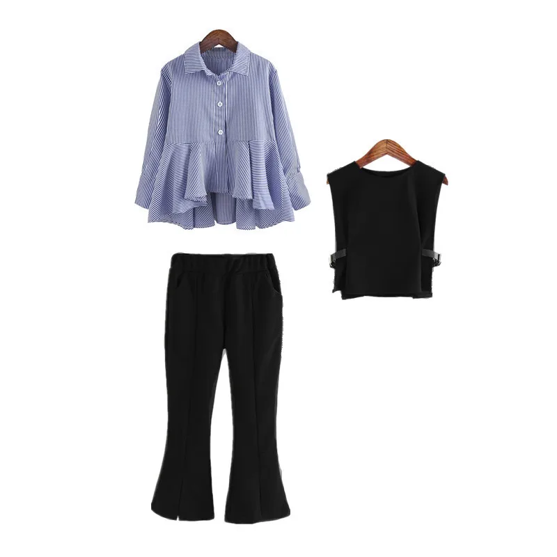 

Girls Clothes Blouse + Vest +Pants Sets 2021 Cool Spring Autumn Kids Teenagers Birthday Outfits Children Clothing Kids Sets Jogg