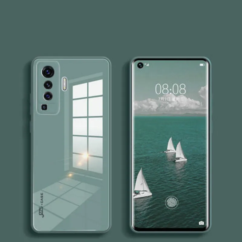 Роскошные жидкий силикон чехол из закаленного стекла для телефона VIVO X50PRO защита