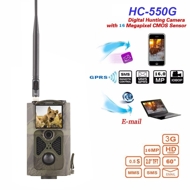 FULL-16MP 1080P Hunting Trail Camera 3G Network MMS SMTP/SMS and Wide Angle Wildlife Cameras HC550G WCDMA | Электроника