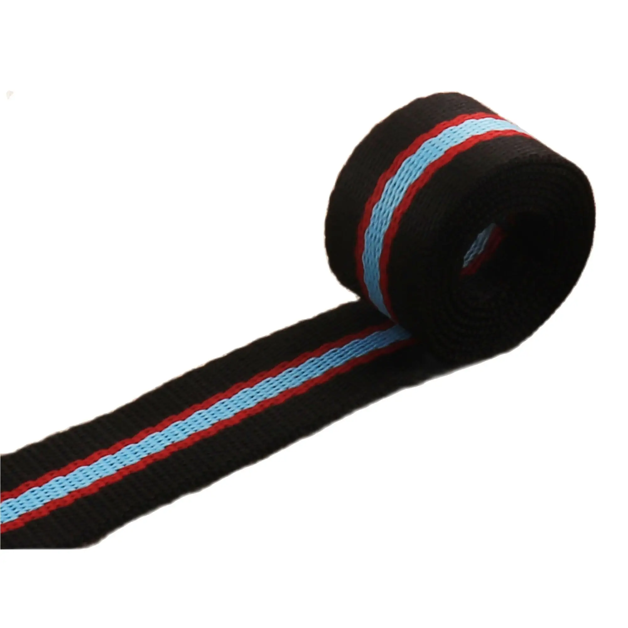 

1" Black Red Blue Stripe Soft Webbing Belt Keychain Polyester Key Fob Webbing lanyard handle 25mm bag strap webbing