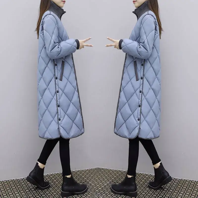 2021 New Fashion Women Autumn Winter Long Padded Clothing Female Down Cotton Jacket Slim Parkas Ladies Coats 4XL Coat