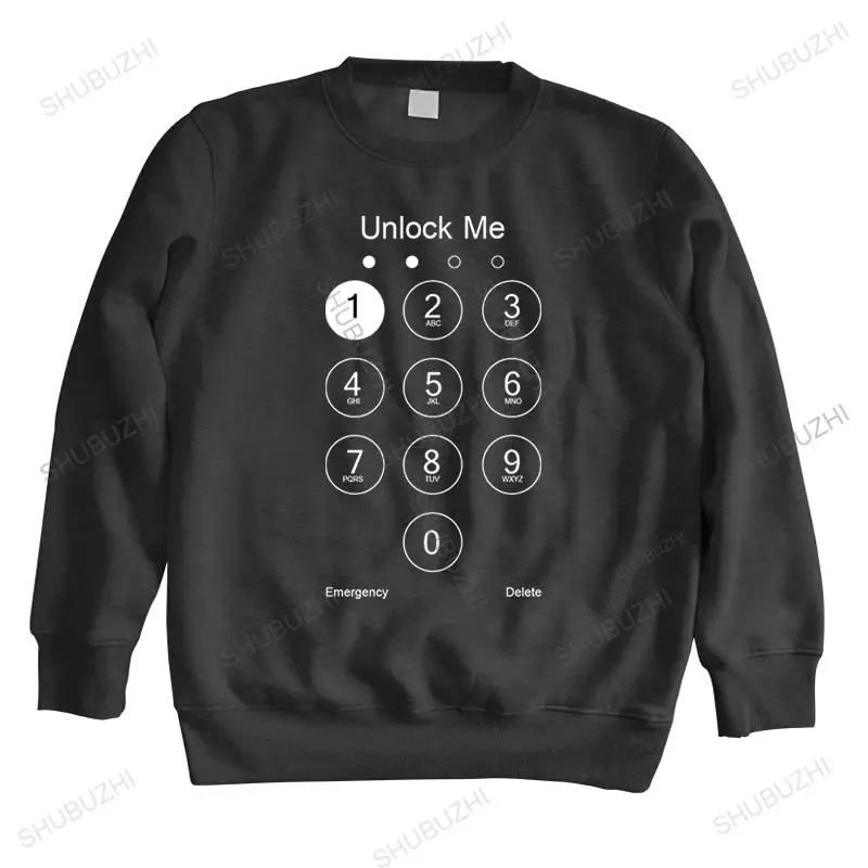 

Man crew neck hoodie Cotton autumn long Sleeve Fashion Unlock Me Keyboard Design Men's O-neck Cool Hipster Style sweathsirt