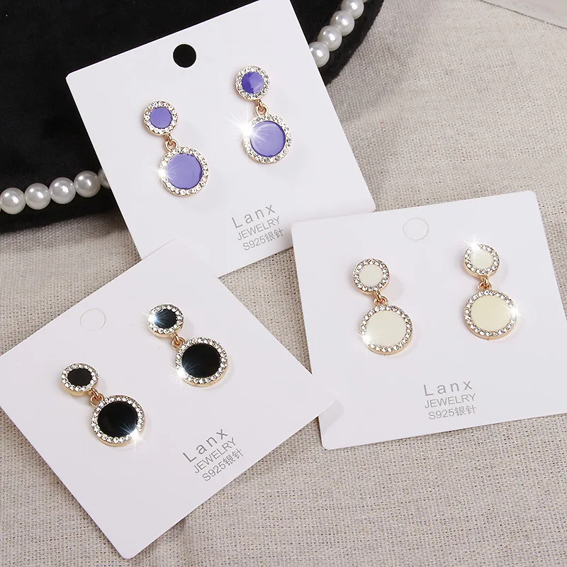 

2020 New Fashion Women Earrings Delicate Sweet Round Shape Rhinestone Earrings For Women Girls Party Jewelry Gifts Wholesale