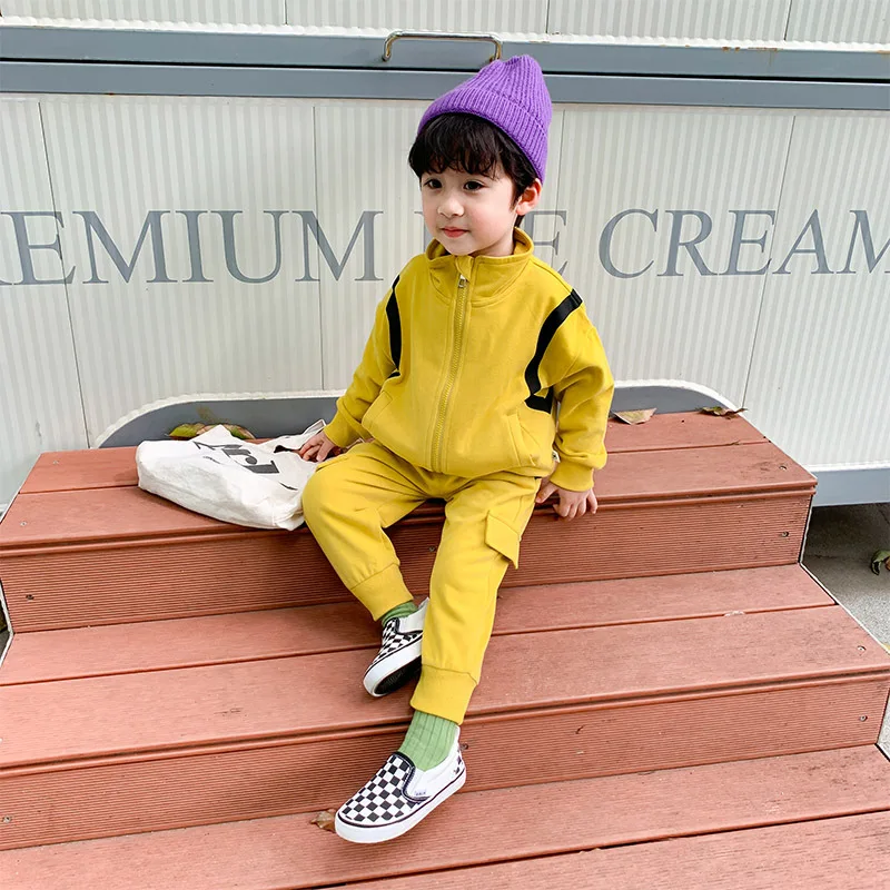 Cute Zipper Spring Summer Kids Clothes Suit Baby Boys Coat + Pants 2pcs/Set Kids Teenage Top Sport Children's Day Gift Formal