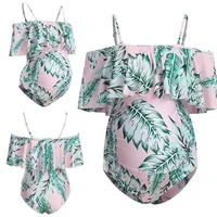 maternity swimsuit one piece swimsuit bikini one shoulder lotus leaf floral water sports clothing