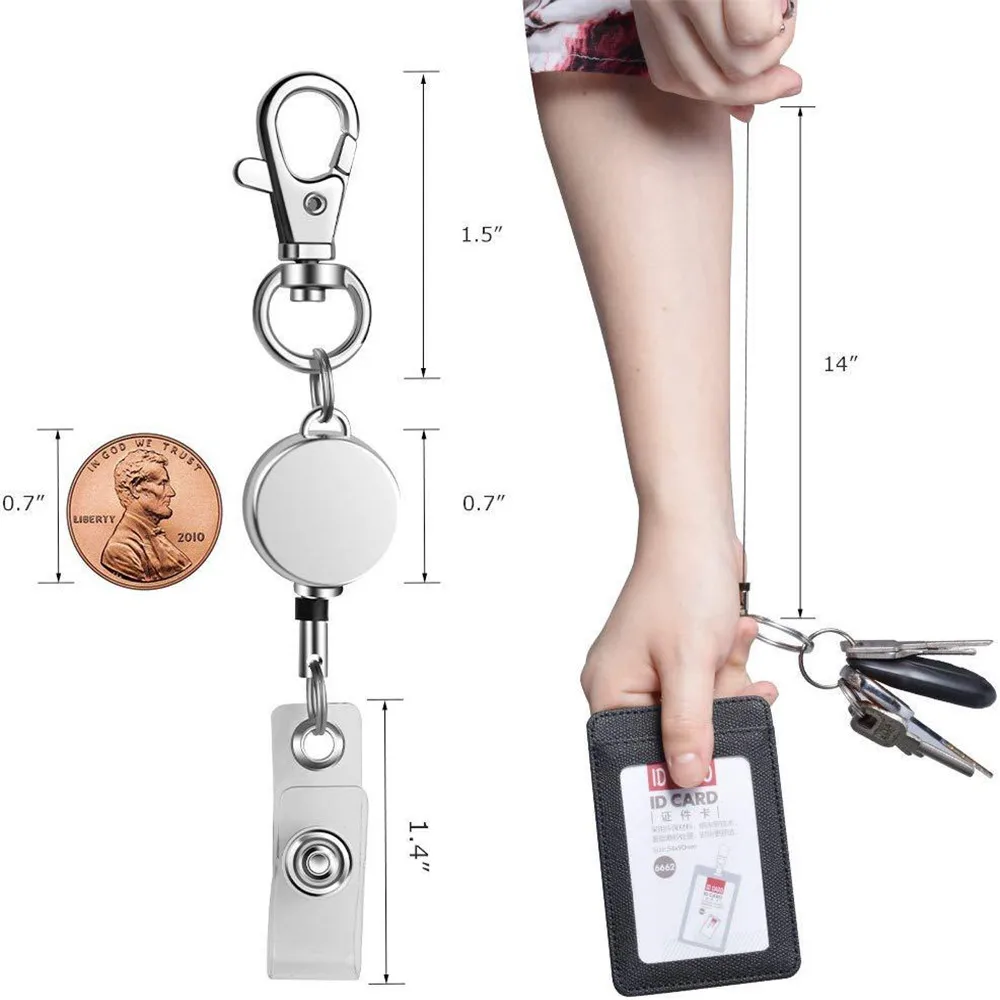 

Retractable Id Badge Holder Key Reel, Carabiner Key Chain Keychain, Students Doctor Id Card Holder Lanyard Nurse Badge Reel Clip