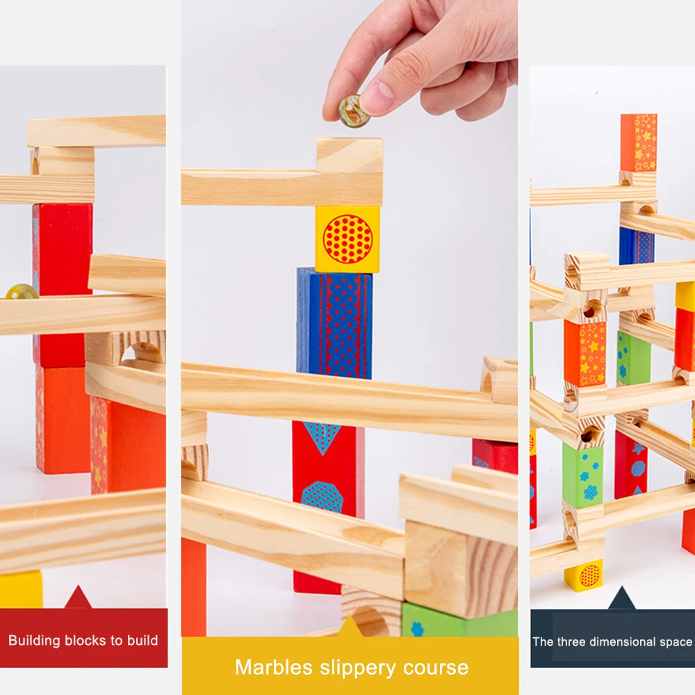 

Marble Run Building Blocks Ball Run Tracks Toy Montessori Wooden Toy Assembled Track Building Blocks Educational Toy Gifts