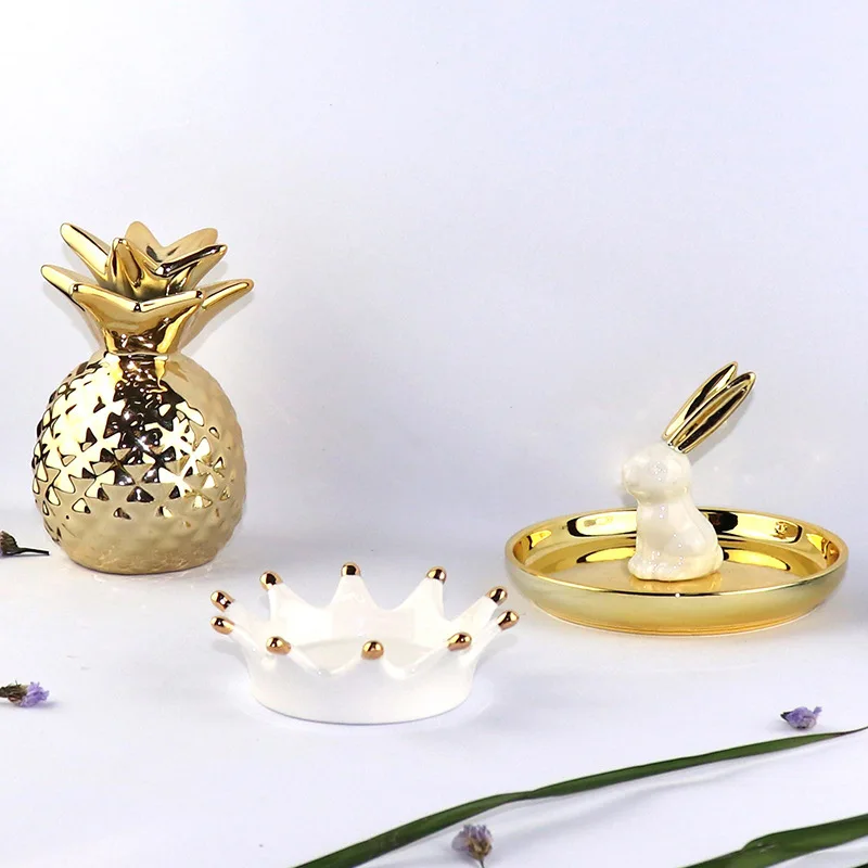 Лоток для хранения ювелирных изделий 040 Золотая Керамическая маленькая тарелка