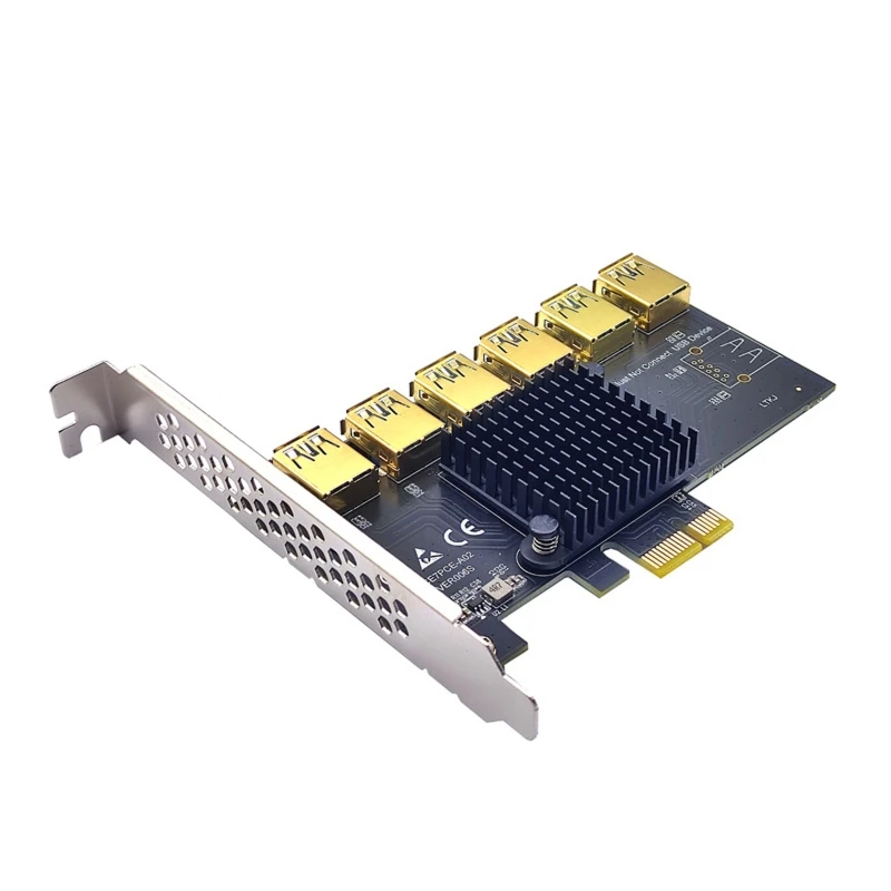 Адаптер расширения PCI Express 1X на 16X PCI-E 1-Внешний 6 слотов PCI-E 16X
