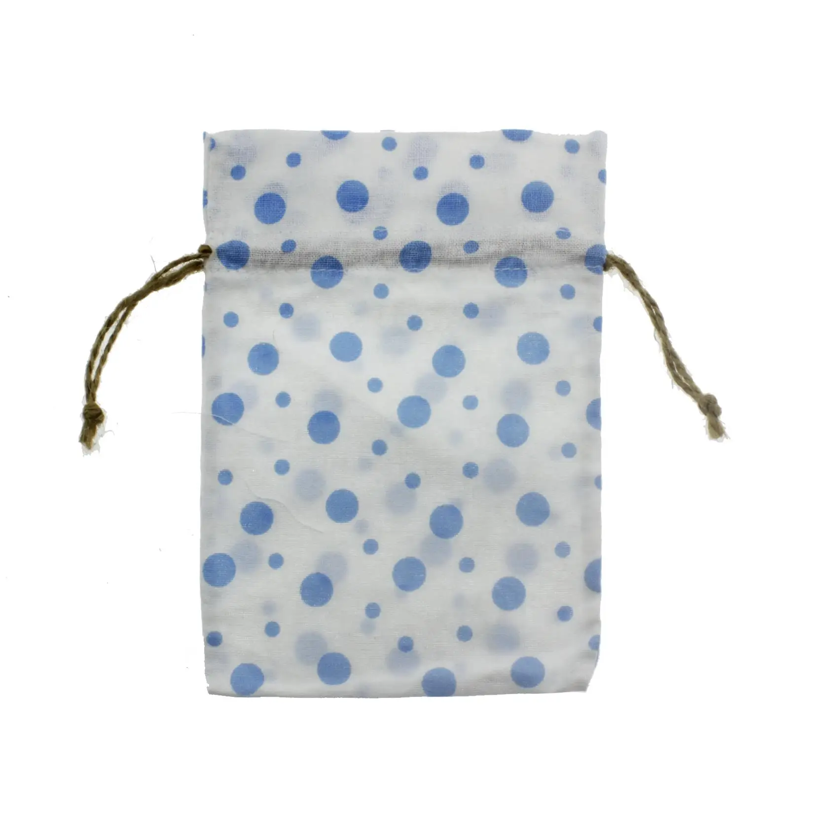 

10 Pieces 10x15cm Bag Linen Pouch Blue with Big Points
