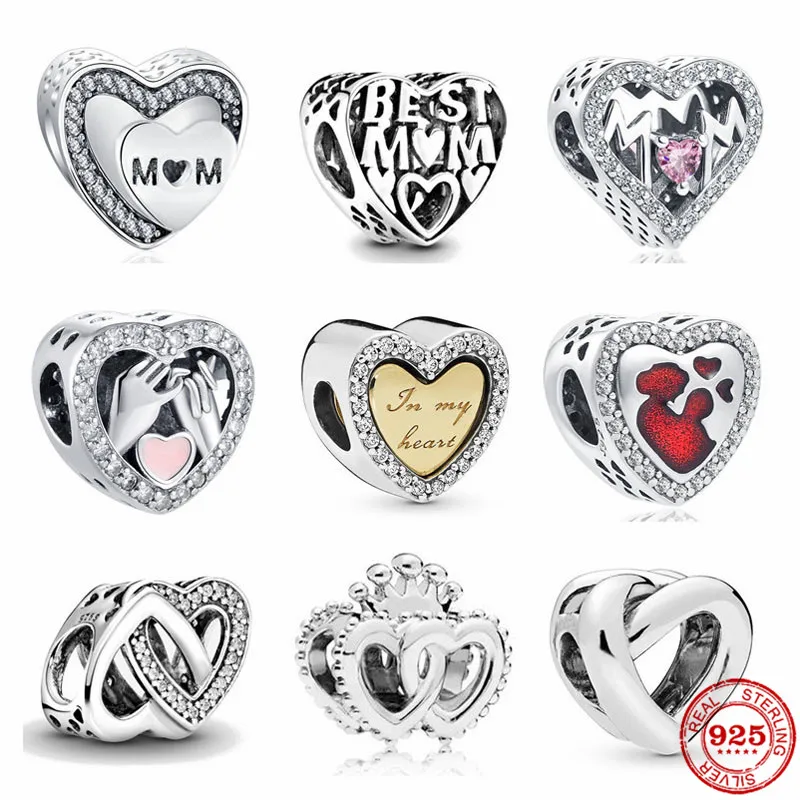 SilverNew европейские аксессуары сердце мама папа лучший друг подходит для