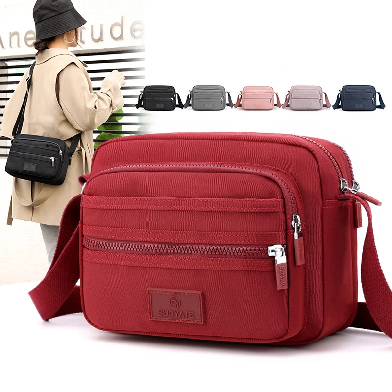 5 Layers Woman Messenger Bag Waterproof Nylon Shoulder Bags Casual Zipper Ladies Handbag Travel Bolsas Women's Crossbody Bag