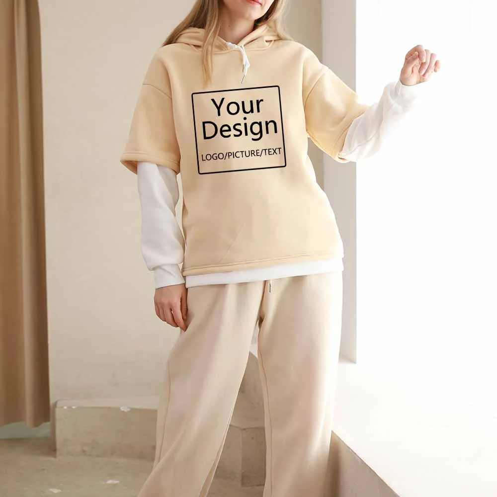 

DIY Print LOGO Design Hoodie Custom Hoodies for Women Hip Hop Streetwear Unisex Sweatshirts Solid Color Hoodie Oversized