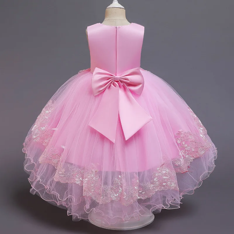 Детское белое свадебное платье с вышивкой для девочек одежда без рукавов