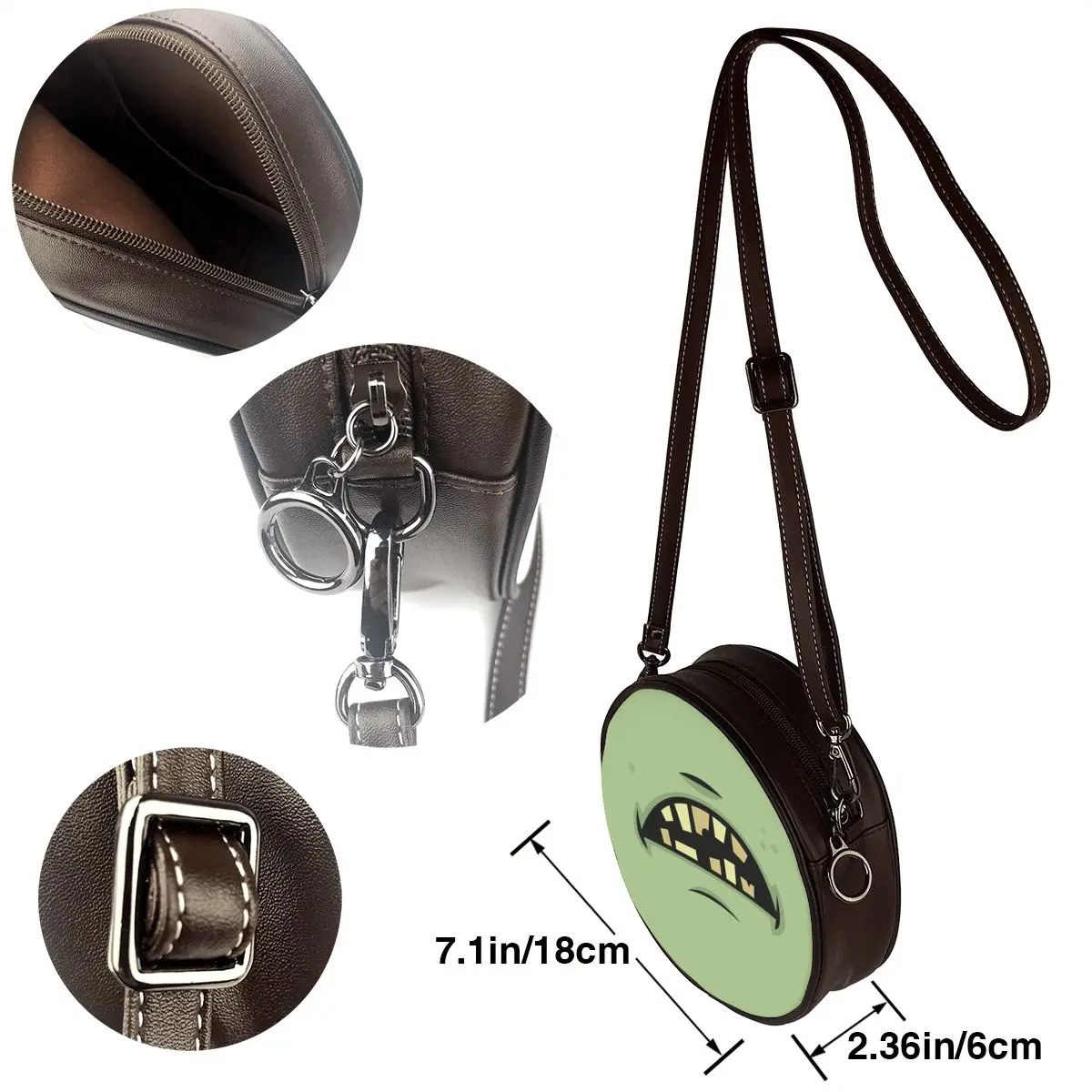 

Frankenstein Shoulder Bag Gift Stylish Round Bag Leather Office Female Purse