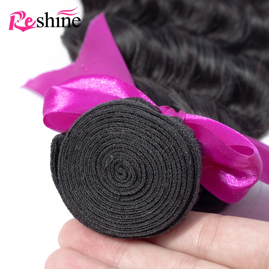 

Peruvian Loose Deep Wave Hair Natural Color Human Hair Bundles With Frontal Closure RESHINE Deep Wave Hair With 13x4 Frontal